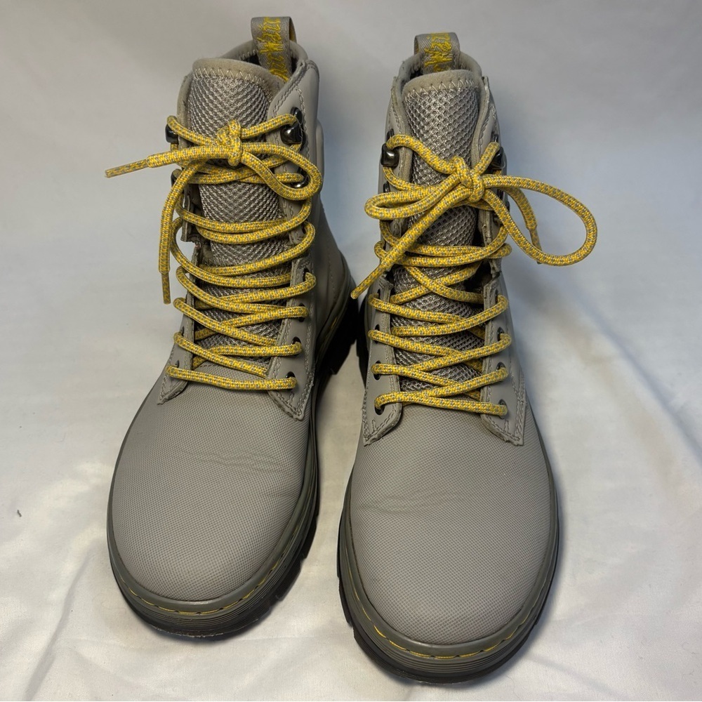 Dr. Martens Quinton Ajax Leather Gray Combat Moto Boots Synthetic Nubuck Women 5 - Picture 2 of 10